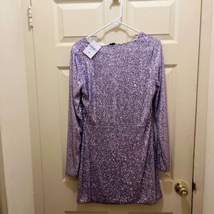 Sequined long sleeve cocktail dress